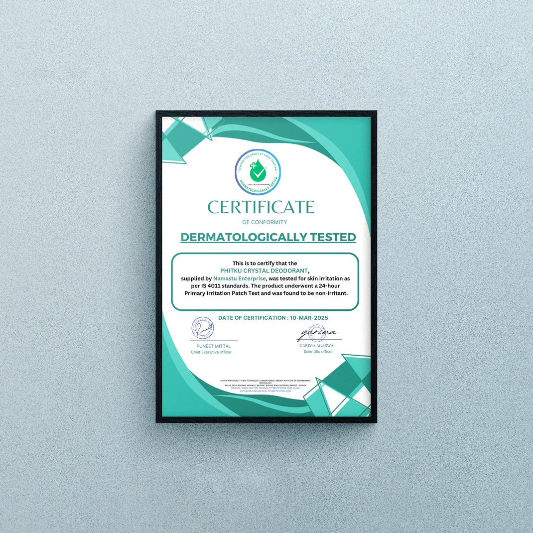 Dermatologically Tested Certificate